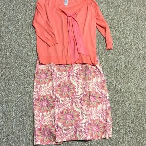 Jaclyn Smith ribbon tie open front cardigan